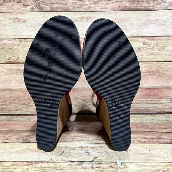 Chloe Red Suede Platform Heels - Picture 8 of 8